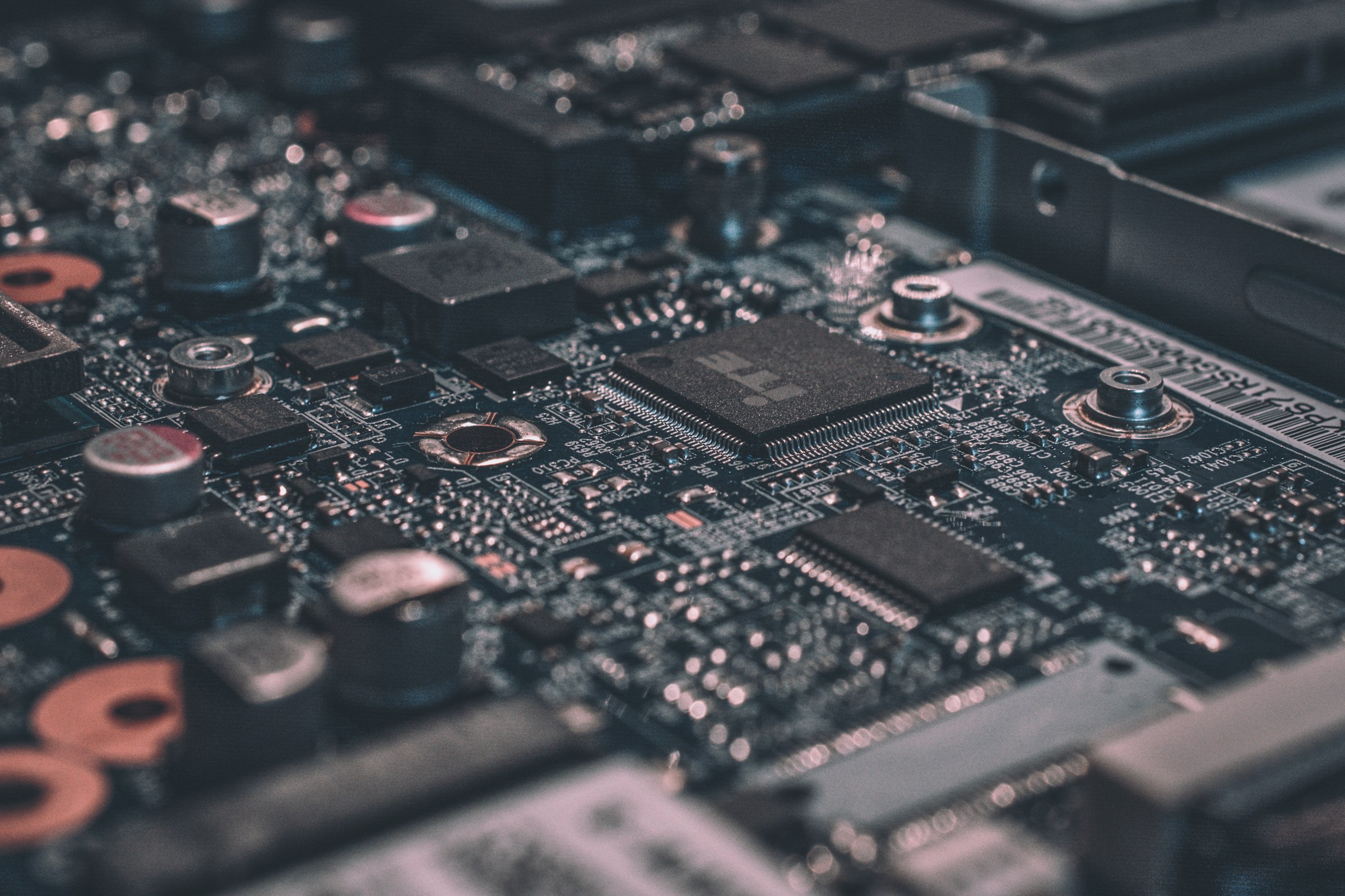 Detailed close-up of a digital circuit board