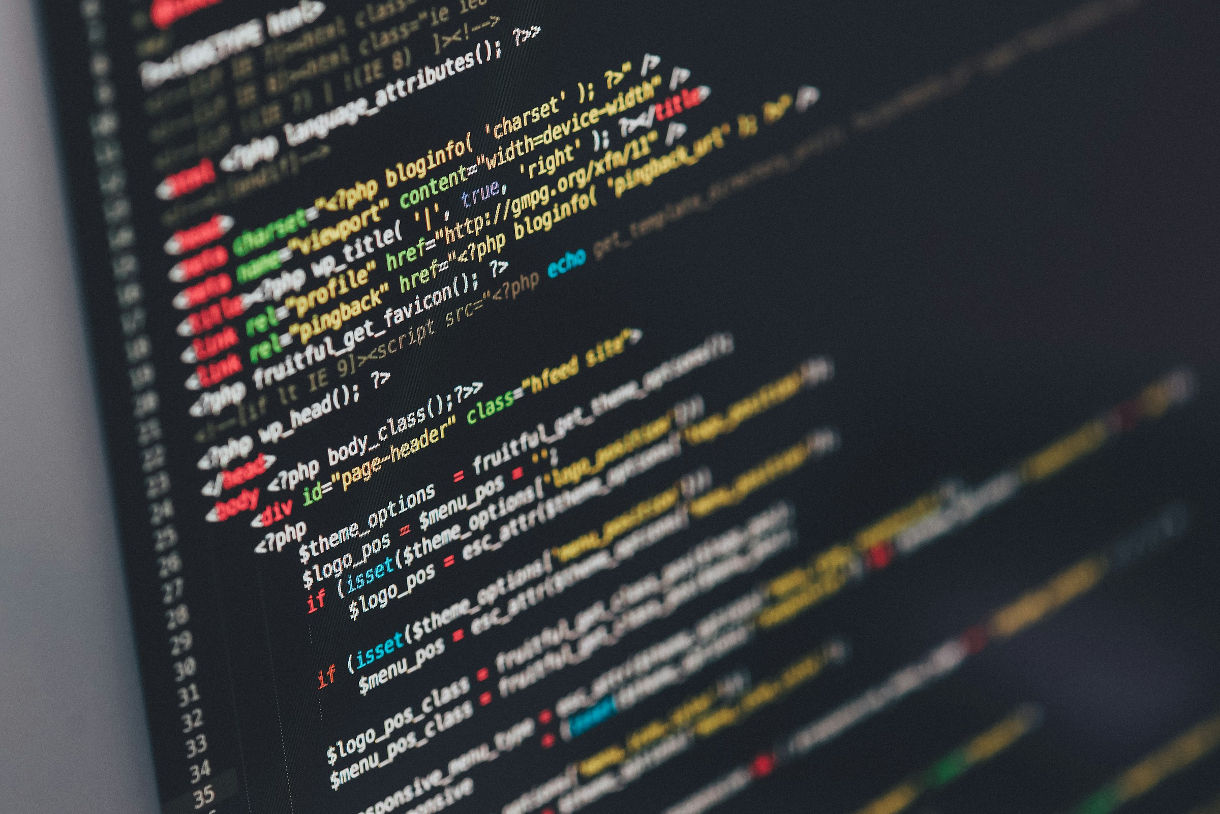 Close-up of software code on a screen